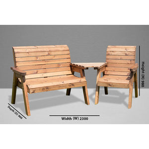 Charles Taylor 3-Seater Wooden Angled Companion Set (Assembled) image 3
