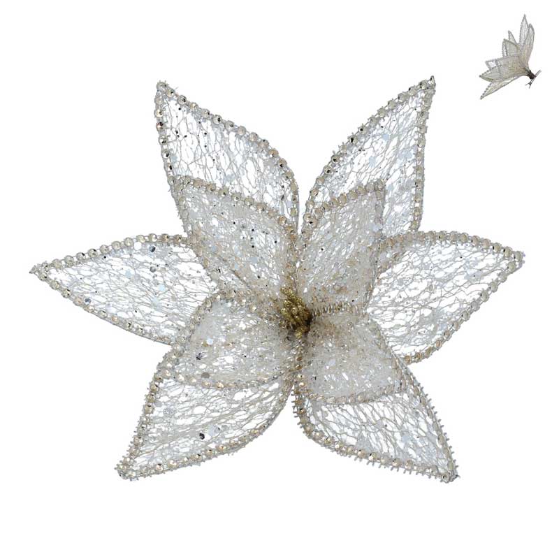Gisela Graham Sheer Gold Poinsettia Clip image 0