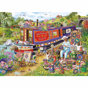 Gibsons Canal Boat Blooms 500XL Piece Puzzle image 0