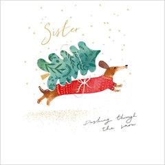 Woodmansterne Dachshund Sister Christmas Card image 0