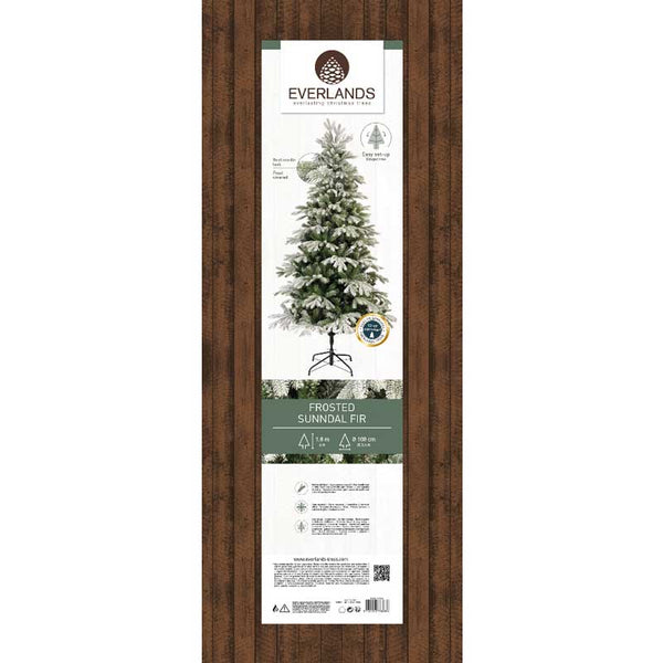 Everlands Frosted Green Sunndal Fir Artificial Christmas Tree - 6ft / 1.8m image 4