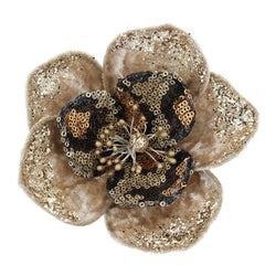 Gisela Graham Gold Glitter / Sequin Flower Clip image 0