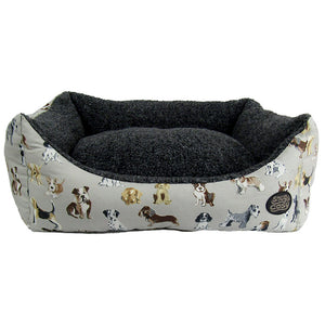 Snug & Cosy Rectangular Dog Print Bed - Large image