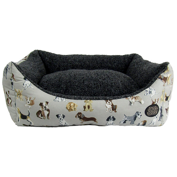 Snug & Cosy Rectangular Dog Print Bed - Large image