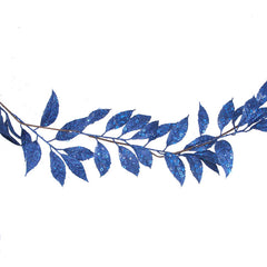Gisela Graham Blue Glitter Leaf Garland image 0