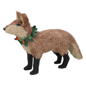 Gisela Graham Bristle Fox with Wreath image 0