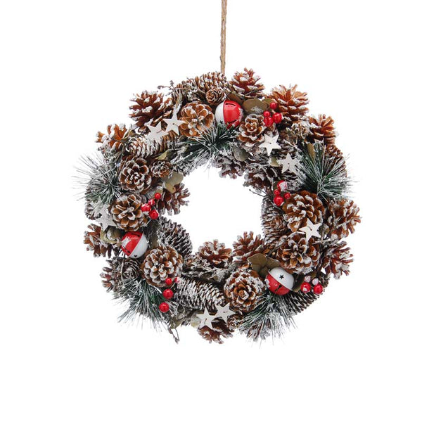 Festive Snowy Cones & Bells Wreath - 36cm image