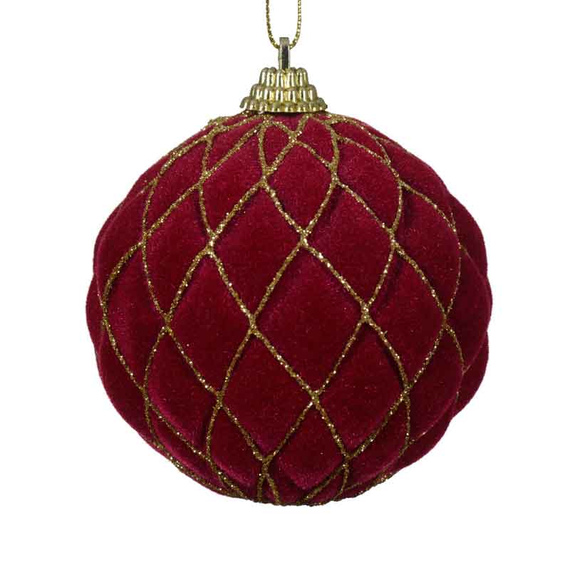 Decoris Plastic Bauble with Gold Glitter Check image 0