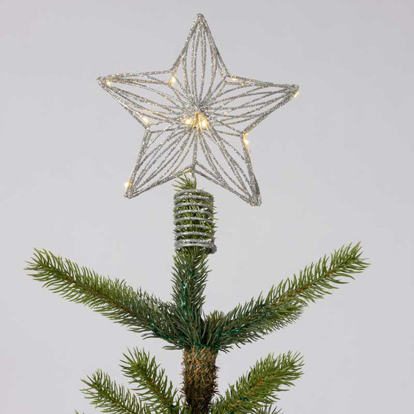 Lumineo Battery-Operated Micro LED Star Tree Topper with Silver Glitter image 1