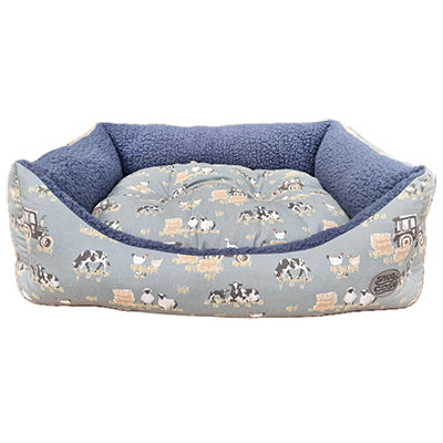 Snug & Cosy Rectangle Farmyard Dog Bed Blue image 2