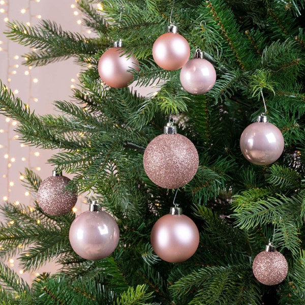 Decoris Shatterproof Baubles in Blush Pink (Pack of 30) image 2