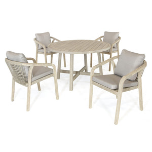 Kettler Cora 4 Seat Round Wooden Dining Set with 2.5m Parasol & 15kg Base image 5
