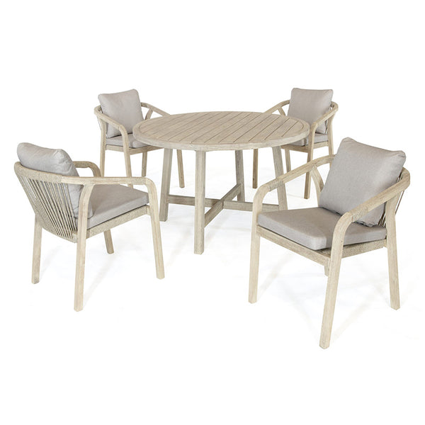 Kettler Cora 4 Seat Round Wooden Dining Set with 2.5m Parasol & 15kg Base image 5