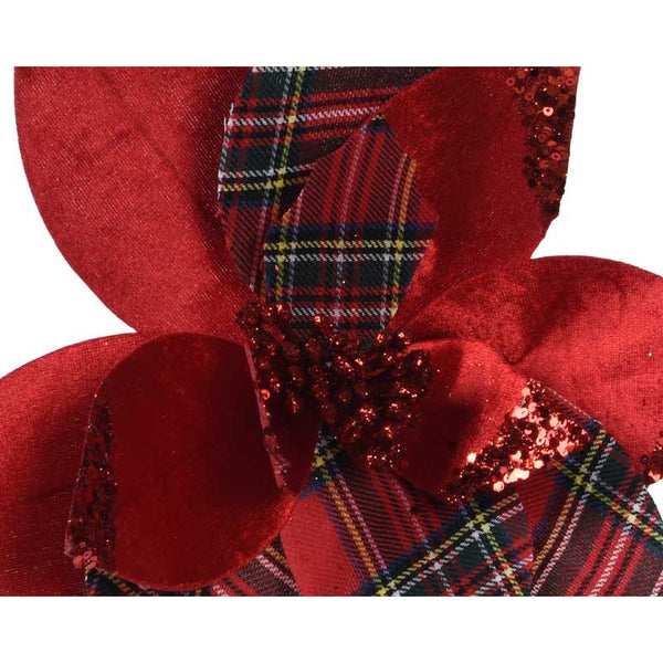 Everlands Red Tartan Poinsettia Clip (Assorted Designs) image 1