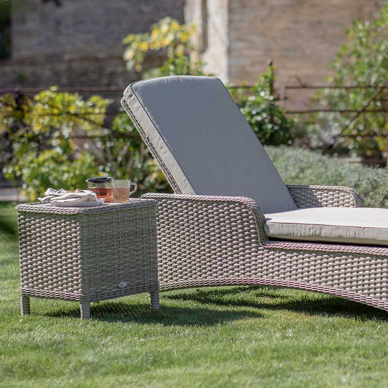 Bramblecrest Somerford Sandstone Rattan Sun Lounger with Side Table image 0