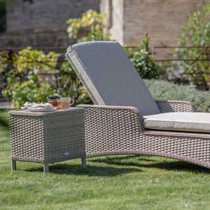 Bramblecrest Somerford Sandstone Rattan Sun Lounger with Side Table image 1