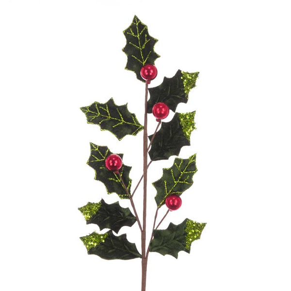 Floralsilk Velvet Holly Leaf Spray (69cm) image 0