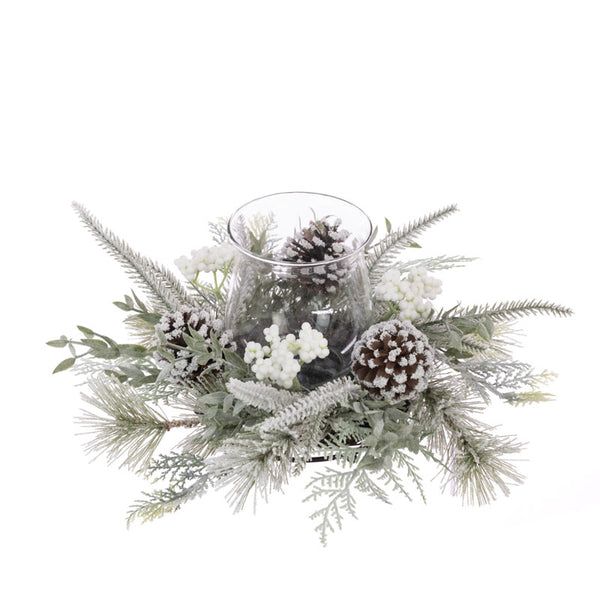 Floralsilk Snowy Castor Berry Candle Holder - Single image
