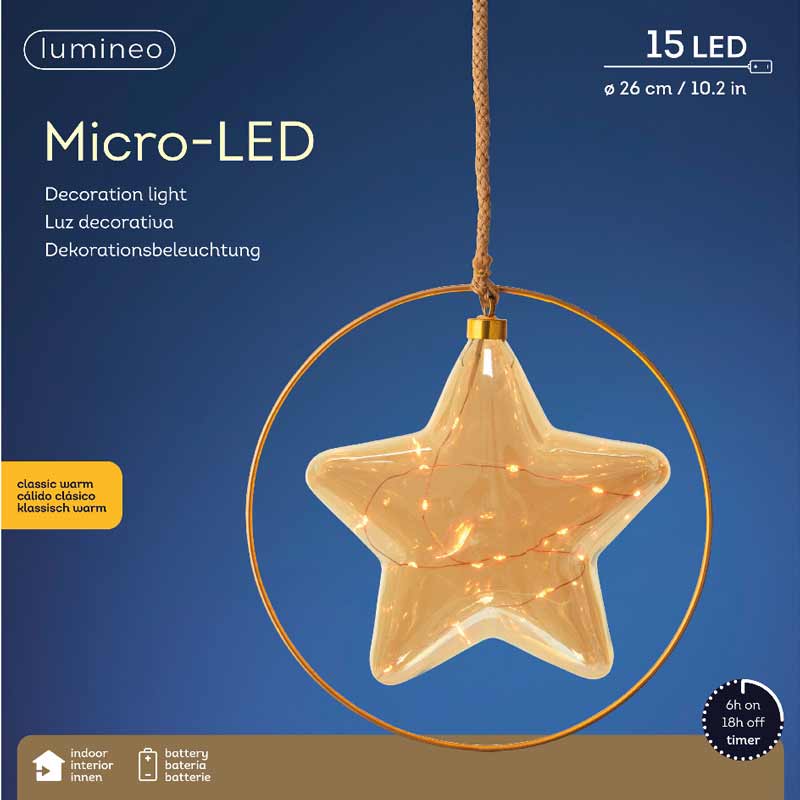 Lumineo Micro LED Hanging Star with Hoop image 0