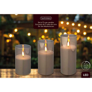 Lumineo Grey LED Wax Candles (Set of 3) image 0