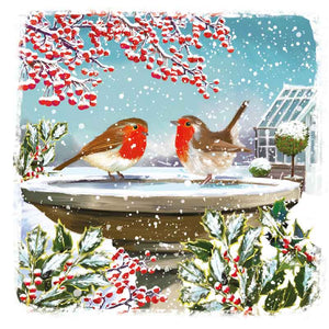 Ling Design Charity Christmas Cards - Snowy Birdbath (Pack of 6) image 0