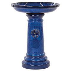 Woodlodge Heritage Glazed Bird Bath 37cm Blue image 0
