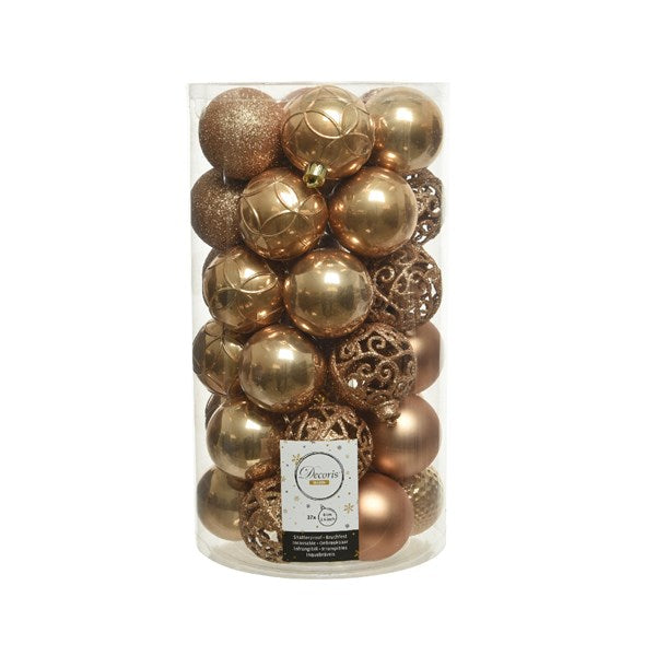 Decoris Shatterproof Baubles in Camel Brown (Pack of 37) image 0