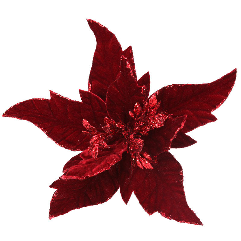Gisela Graham Dark Red Poinsettia Clip image 0