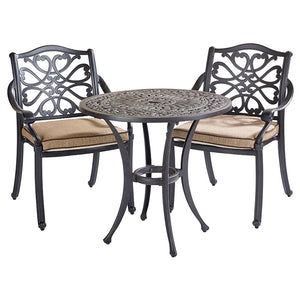Hartman Capri Metal Bistro Set in Bronze with Amber Cushions image 4