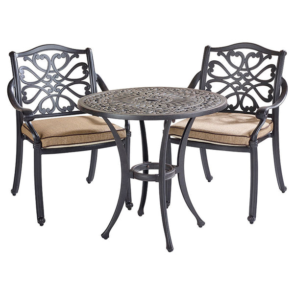 Hartman Capri Metal Bistro Set in Bronze with Amber Cushions image 4