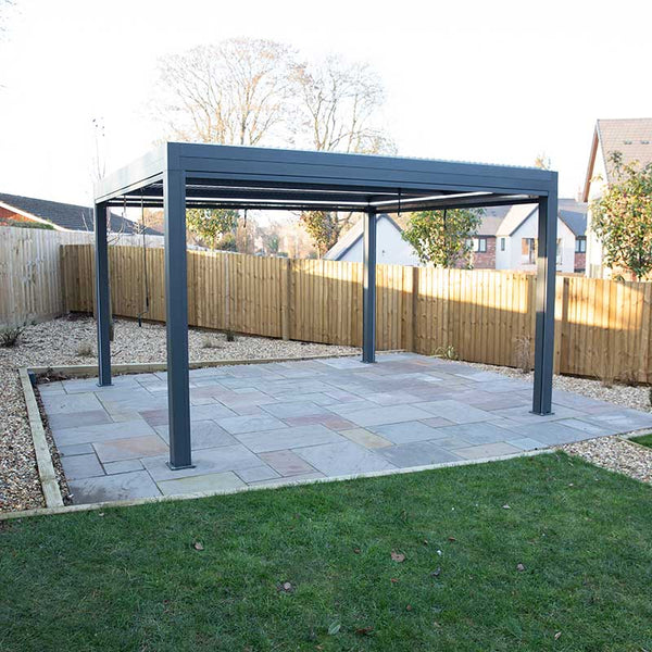 Supremo Belfort Grey Rectangular Pergola with Curtains & LEDs (4m x 3m) image 0