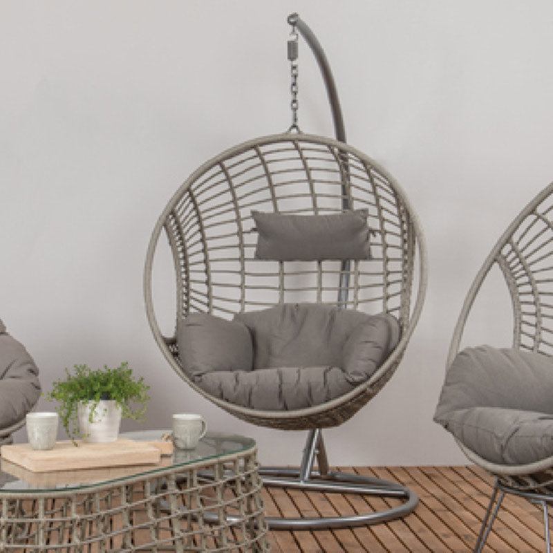 London Single Open Weave Hanging Egg Chair Cocoon in Grey image 0