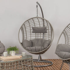 London Single Open Weave Hanging Egg Chair Cocoon in Grey image 0