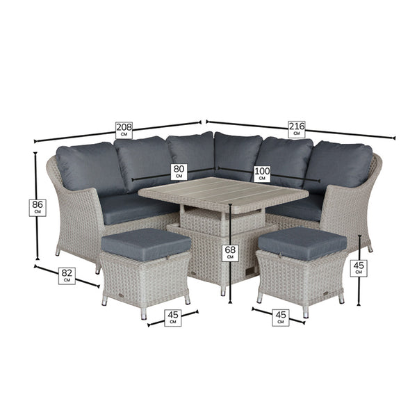 Bramblecrest Wentworth Rattan Mini Corner Sofa Set with Dual Height Table in Pewter image 8