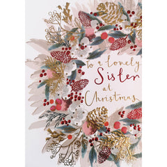 Louise Tiler Wreath Sister Christmas Card image 0