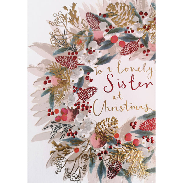 Louise Tiler Wreath Sister Christmas Card image 0
