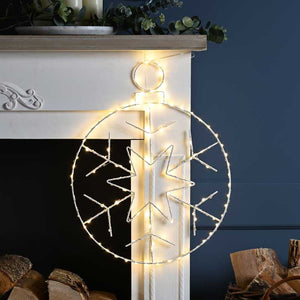 Festive Lit Hanging Snowflake Bauble Decoration image 0