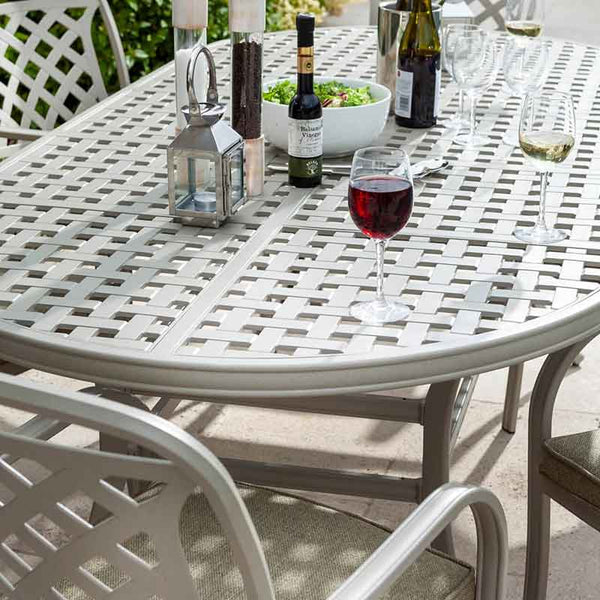 Hartman Berkeley 6 Seat Oval Outdoor Dining Set in Maize with Parasol & Base image 3