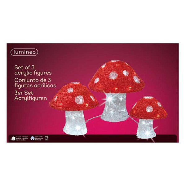 Lumineo LED Acrylic Mushrooms (Set of 3) image 1