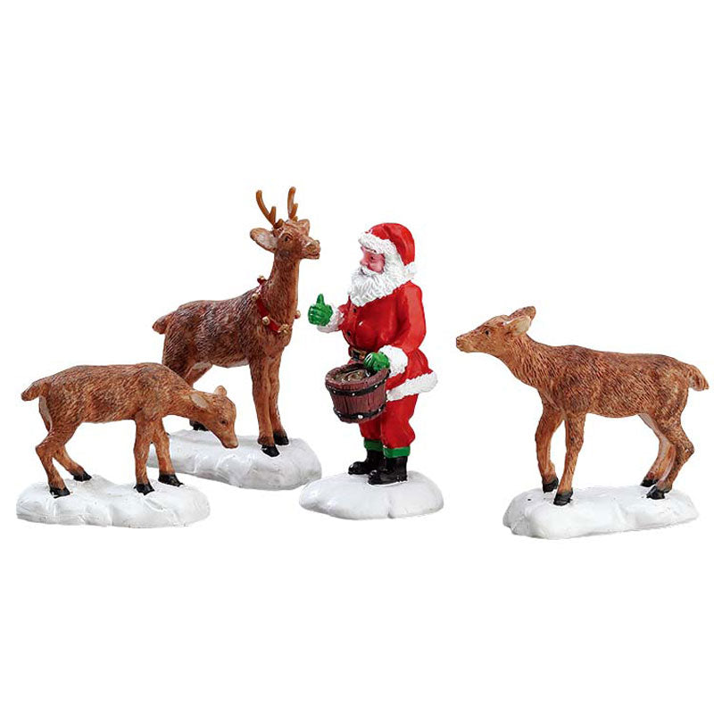 Lemax Santa Feeds Reindeer (Set of 4) image 0
