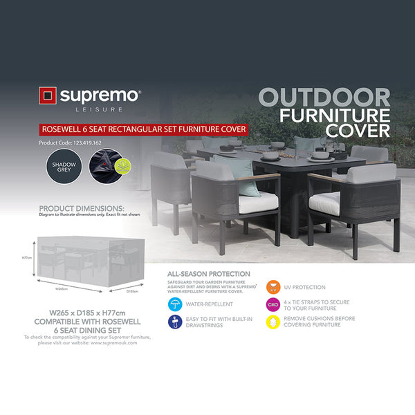 Supremo Cover for Rosewell 6 Seat Rectangular Dining Set, 265cm x 185cm image 1