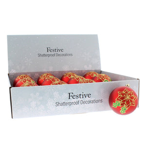 Festive Shatterproof Poinsettia Bauble image 1