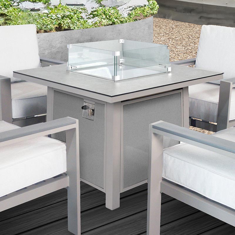 Supremo Melbury 4 Seat Square Firepit Dining Set in Taupe image 0