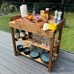 Charles Taylor Davenport Deluxe Wooden BBQ &amp; Outdoor Utility Table - Large (Requires Assembly) image 1