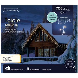 Lumineo LED Icicle Lights with Snowfall Effect - 708 image