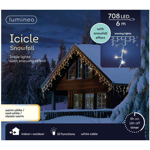 Lumineo LED Icicle Lights with Snowfall Effect - 708 image