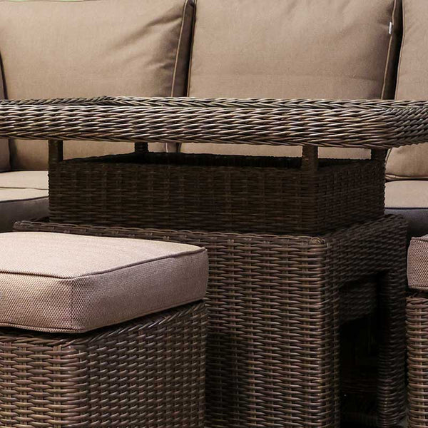 Orchard Life Braeburn Mini Corner Garden Sofa Set with 2 Stools &amp; Rectangular Hi-Lo Table image 6