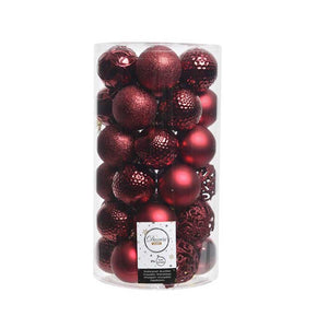 Decoris Shatterproof Baubles in Oxblood (Pack of 37) image 0