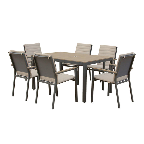 Bramblecrest Zurich 6 Seat Rectangular Dining Set with Parasol & Base image 5