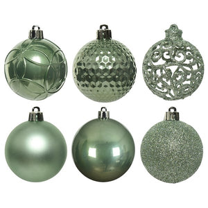 Decoris Shatterproof Baubles in Sage Green (Pack of 37) image 1